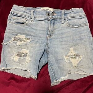 Abercrombie & Fitch Light Blue Distressed Denim Shorts